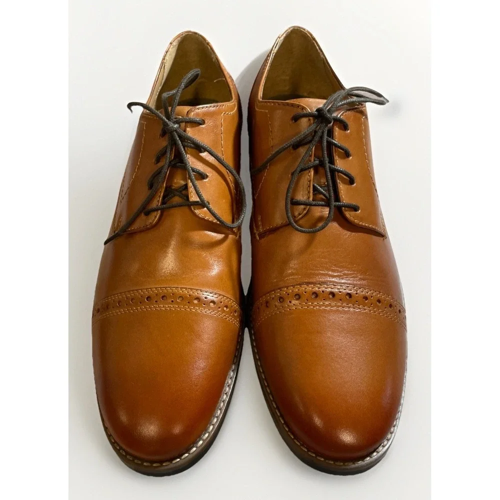 Nunn Bush Norcross Cap Toe Oxford Cognac Men's Size 12 M‎ No Insoles Lace Up EUC